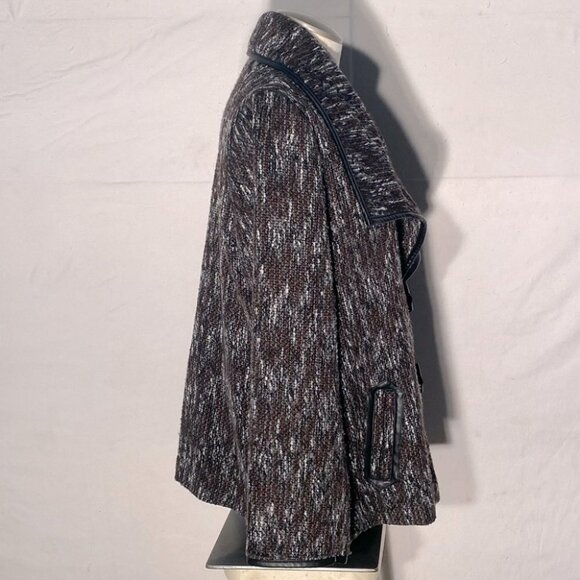 Northern Reflections Brown Black Wool Blend Toggle Closure Pea Coat Sweater L - Picture 9 of 13